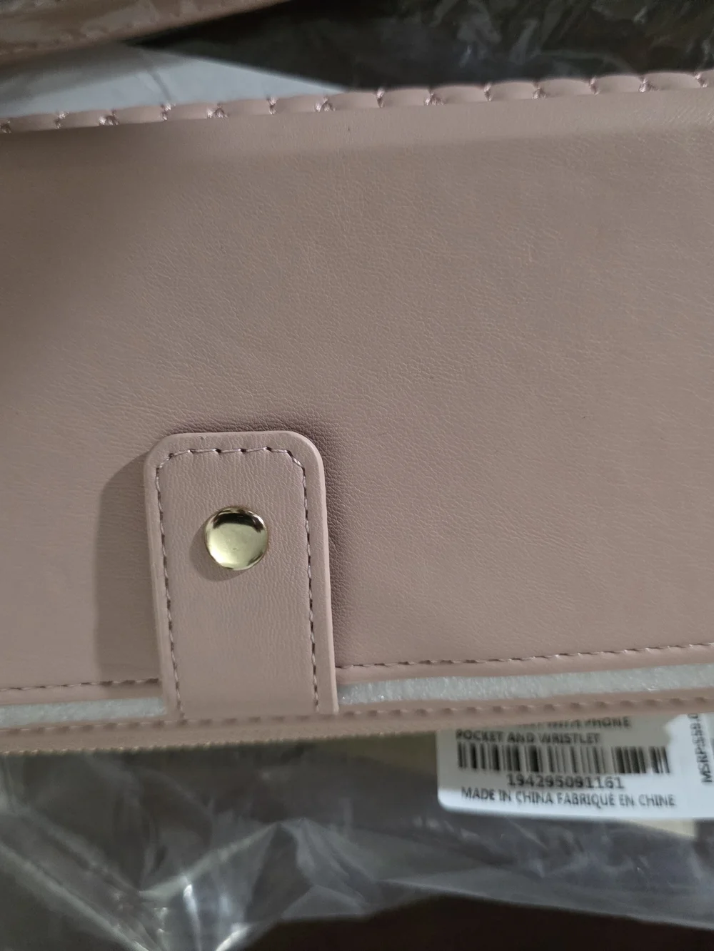 Badgley Mischka Quilted Blush Wristlet Wallet with Gold Hardware